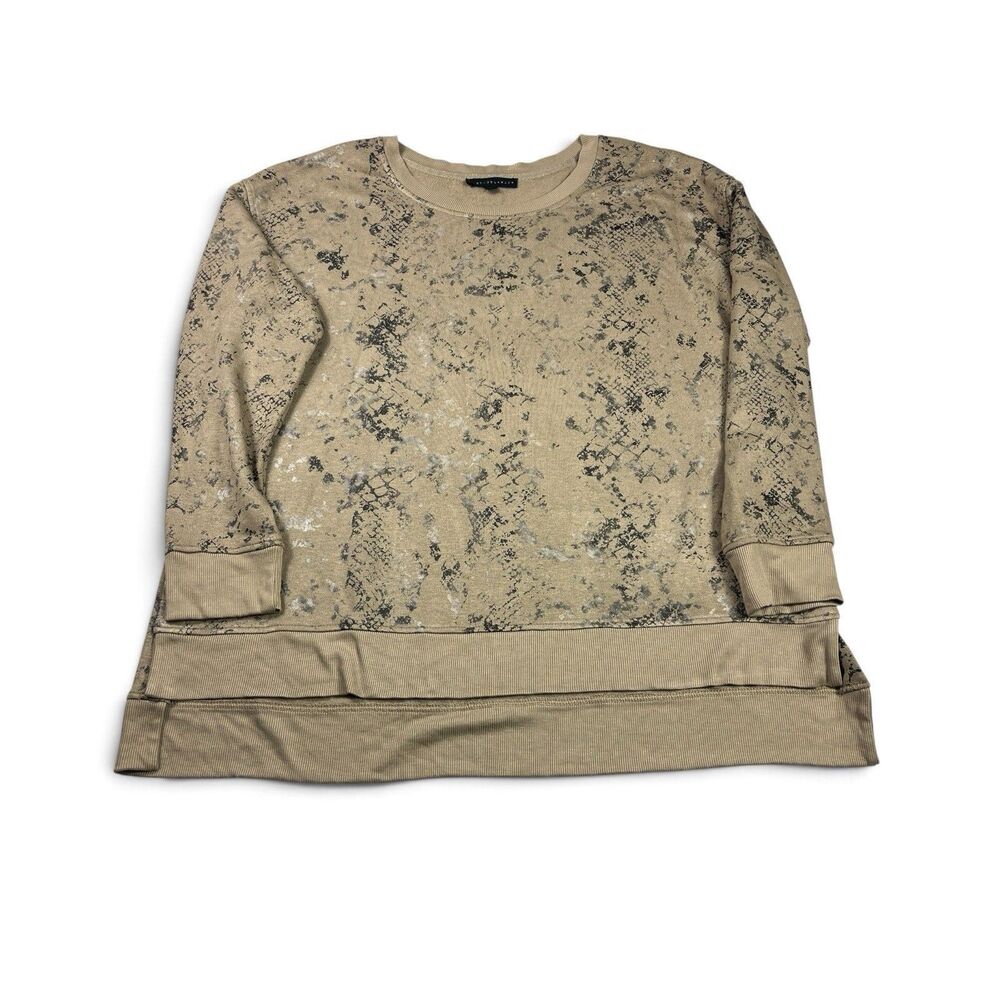 Jane and Delancey Pullover Sweatshirt Beige Snakeskin Loose Fit 3/4 Sleeve XL